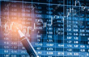 Index graph of stock market financial indicator analysis on LED.